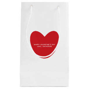 Simple cute red heart personalized Valentine's Day Small Gift Bag