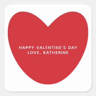 Simple cute red heart personalized Valentine's Day Square Sticker