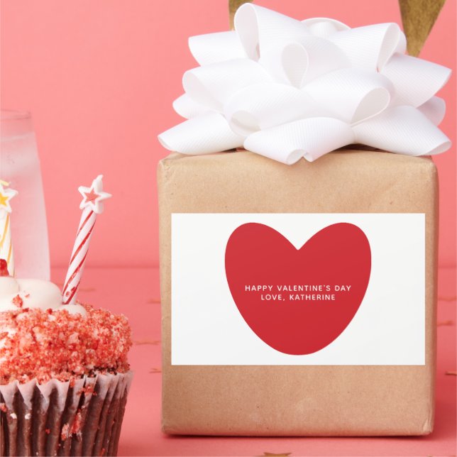 Simple cute red heart personalized Valentine's Day Sticker (Party)