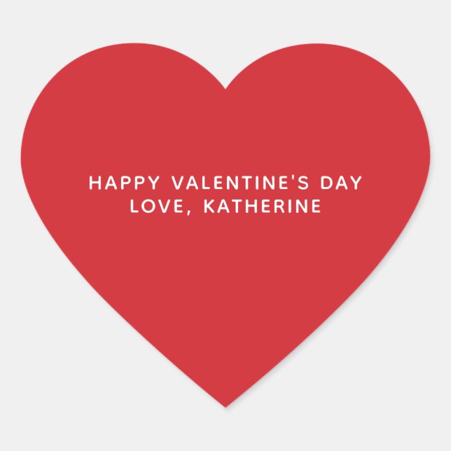 Simple cute red personalized Valentine's Day Heart Sticker (Front)