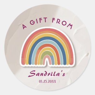 Simple Cute Retro Rainbow Personalized Gift From Classic Round Sticker