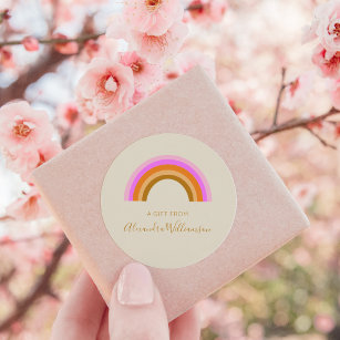 Simple Cute Retro Rainbow Personalized Gift From Classic Round Sticker