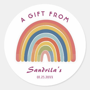 Simple Cute Retro Rainbow Personalized Gift From Classic Round Sticker