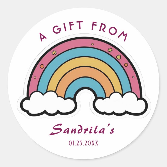 Simple Cute Retro Rainbow Personalized Gift From  Classic Round Sticker (Front)