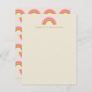 Simple Cute Retro Rainbow Personalized Stationery Card