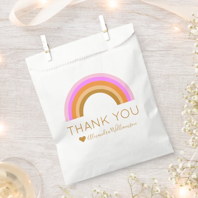 Simple Cute Retro Rainbow Personalized Thank You Favour Bag (Clipped)