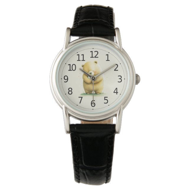 Simple Cute Sad Bear Holding a Heart Artwork | Watch (Front)
