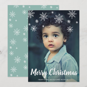 Simple Cute Snowflakes Modern Christmas Holiday Card
