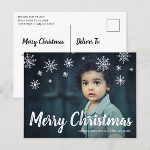 Simple Cute Snowflakes Modern Christmas Holiday Postcard