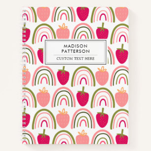 Simple Cute Strawberries Colorful Rainbow  Notebook