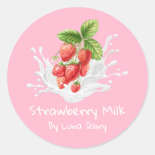 Simple Cute Strawberry Milk Label