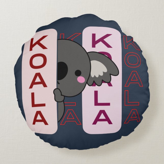 Simple Cute Trendy Style Koala Australia Round Pillow (Back)