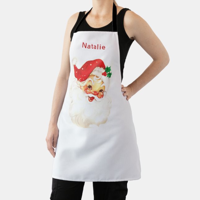 Simple Cute Vintage Santa Claus Christmas Apron (Insitu)