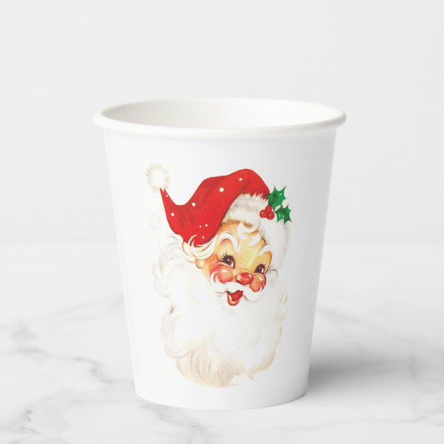 Simple Cute Vintage Santa Claus Christmas Paper Cups (Front)