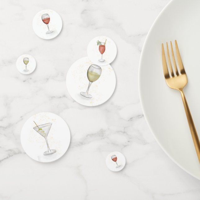 Simple Cute Watercolor Whimsical Cocktails Drinks  Confetti (Group)