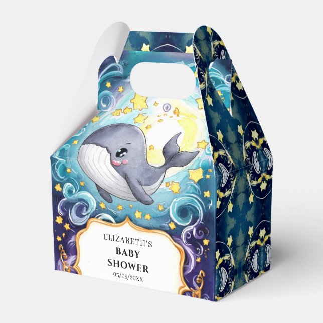 Simple Cute Whale Baby Shower Favor Box (Front Side)