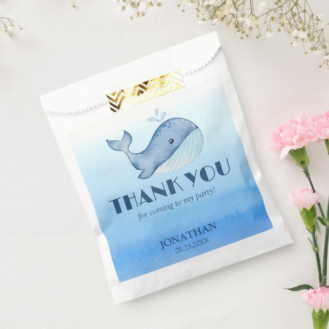 Simple Cute Whale Blue Ocean Birthday Thank You Favour Bag (Sealed)