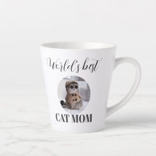 Simple Cute World's Best Cat Mom Photo Latte Mug