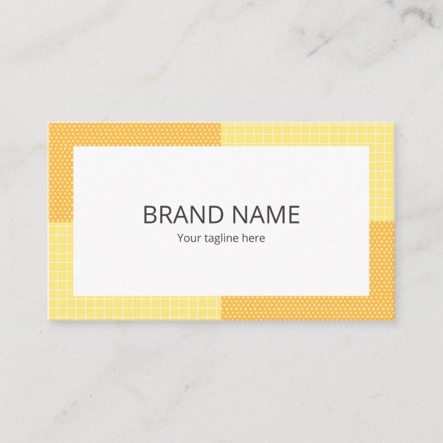 Simple Cute Yellow Orange Dot Check Pattern Backgr Business Card (Front)