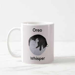 Simple Cute Yin Yang White Black Cat Custom Name Coffee Mug