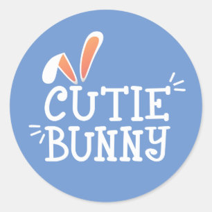 Simple Cutie Bunny Easter Typograph Sticker Seal