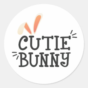 Simple Cutie Bunny Easter Typograph Sticker Seal