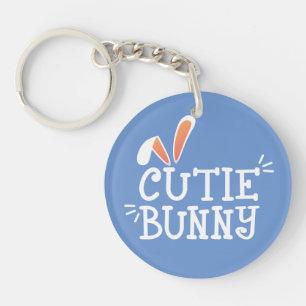 Simple Cutie Bunny Easter Typography   Keychain