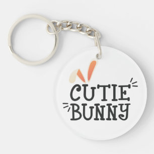 Simple Cutie Bunny Easter Typography   Keychain