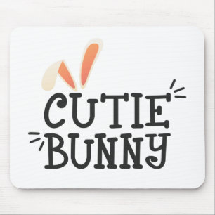 Simple Cutie Bunny Easter Typography   Mousepad