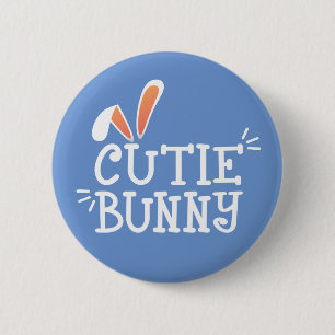 Simple Cutie Bunny Easter Typography Pin Button