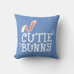 Simple Cutie Bunny Easter Typography Throw Pillow