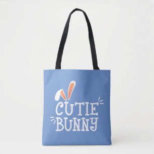 Simple Cutie Bunny Easter Typography Tote Bag