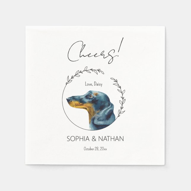 Simple Dachshund Dog Wedding Cocktail Napkins (Front)