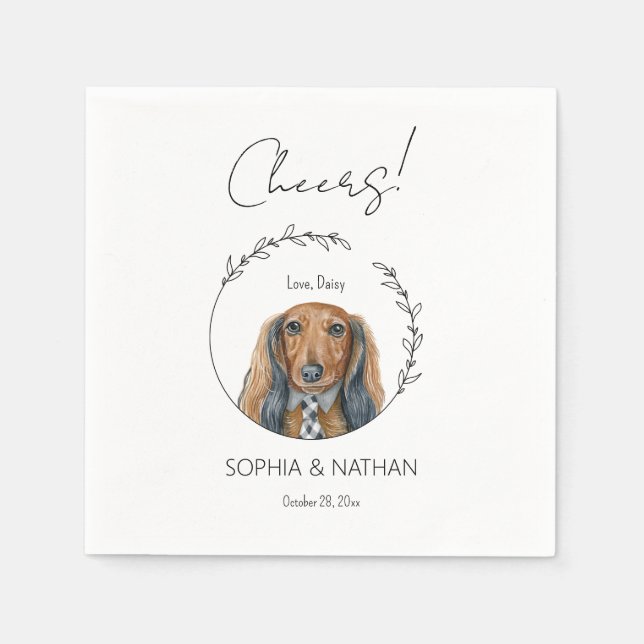 Simple Dachshund Dog Wedding Cocktail Napkins (Front)
