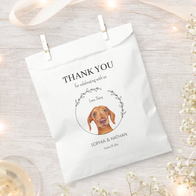 Simple Dachshund Dog Wedding Thank You Favour Bag (Clipped)