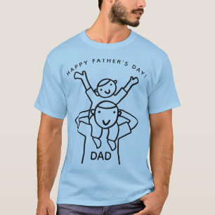 Simple Dad with Child  Cartoon Father's Day T-Shirt