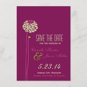 Simple Dahlia - Green & Purple Save the Date