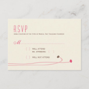 Simple Dahlia - Vintage Pink & Brown Wedding RSVP Card