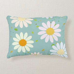 Simple Daisy Flowers Floral Pattern trendy Girly Accent Pillow