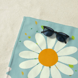 Simple Daisy Flowers Floral Pattern trendy Girly  Beach Towel