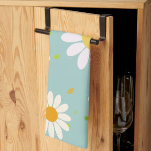 Simple Daisy Flowers Floral Pattern trendy Girly  Kitchen Towel