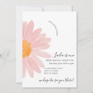 Simple Daisy One Floral 1st Birthday Invitation