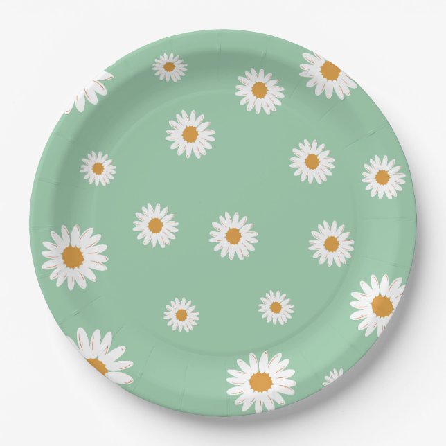 Simple Daisy Theme Paper Plates (Front)
