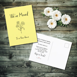 Simple Daisy We've Moved New Home Yellow Moving Announcement Postcard