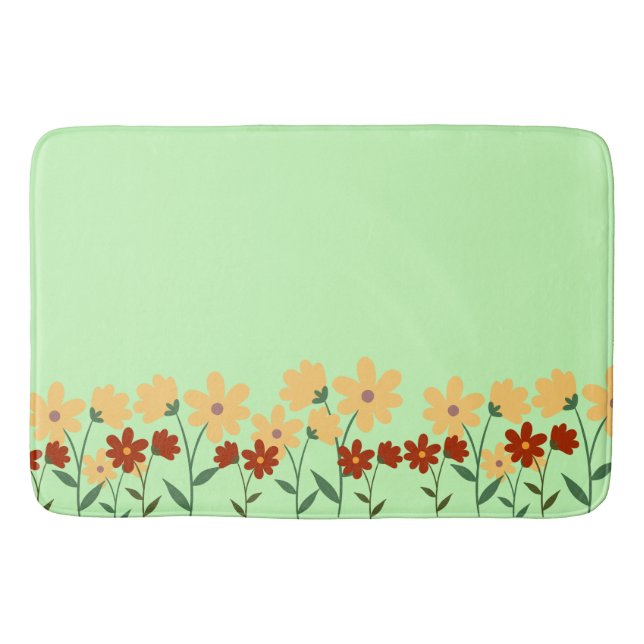 Simple daisy wildflowers bouquet floral wedding bath mat (Front)