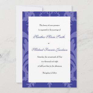 Simple Damas Royal Blue Faire-part de mariage