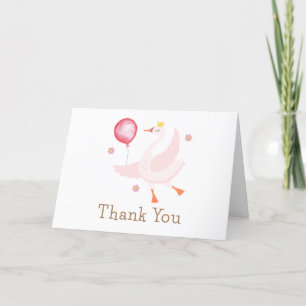 Simple Dancing Princess Swan Balloon Baby Shower  Thank You Card