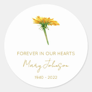 Simple Dandelion Memorial Classic Round Sticker