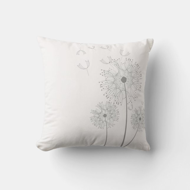Simple Dandelion Seeds Blowing Throw Pillow (Front)