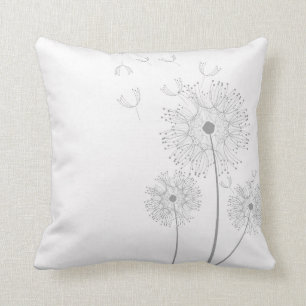 Simple Dandelion Seeds Blowing Throw Pillow